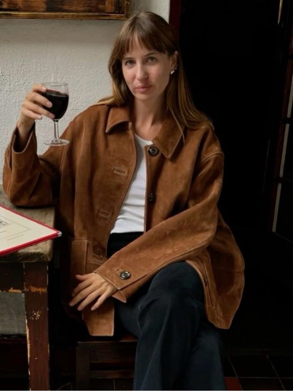 Eddie Bauer Seattle Suede Washable Leather Jacket L Light‎ Brown Tan